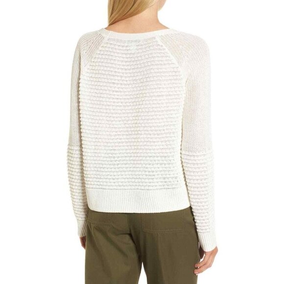 Nordstrom Signature Linen Knit Sweater Womens Large Ivory Boat Neck Long Sleeve - Picture 2 of 12